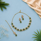 Ruby Necklace Set With Tikka