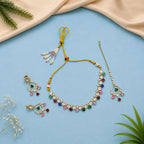 Blue Necklace Set With Tikka