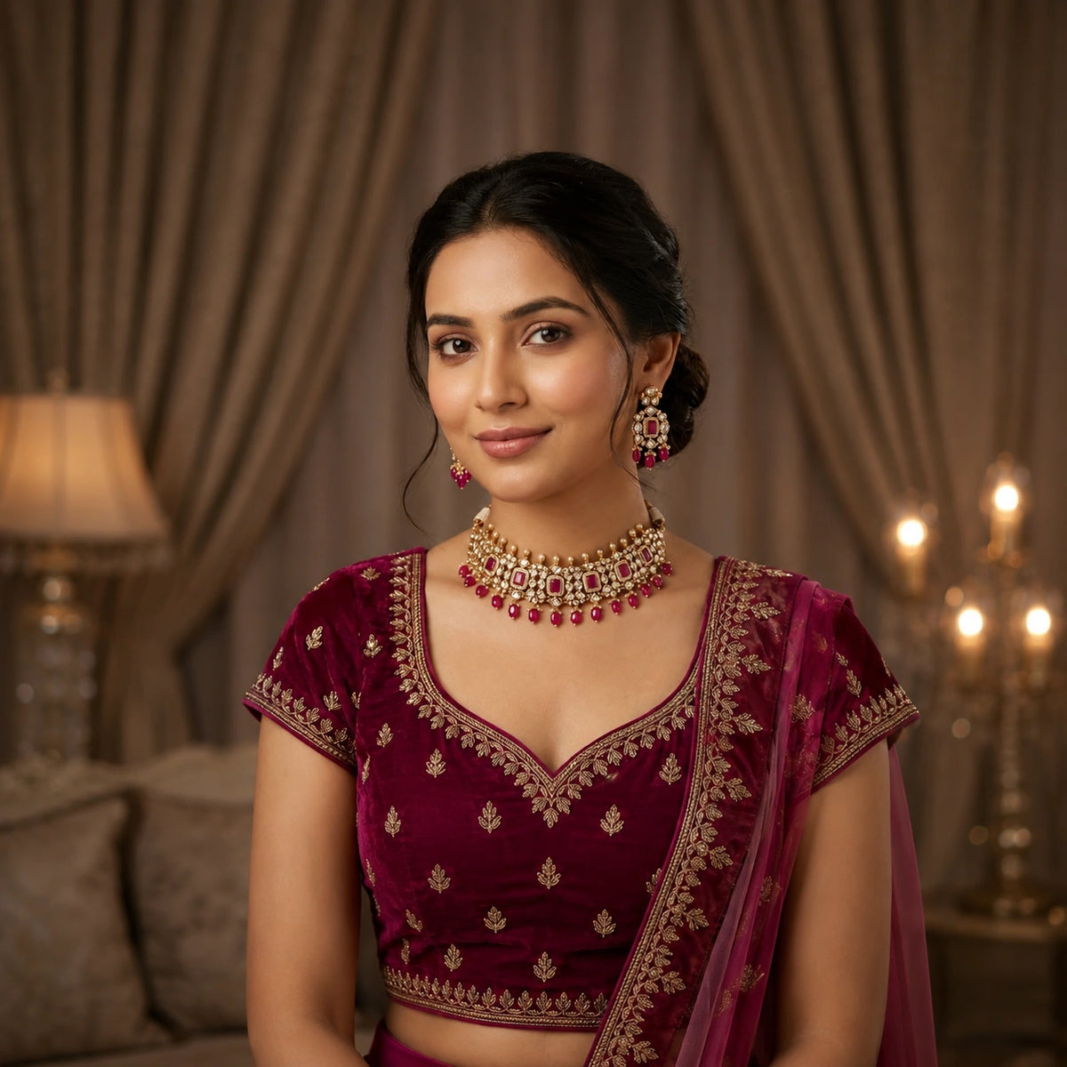 Choker Set With Ruby Hanging